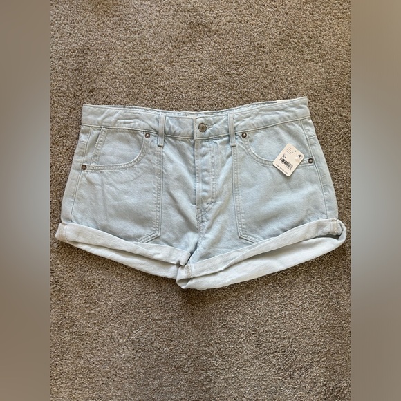 NWT Free People Beginner’s Luck Low Rise Slouch Shorts Size 10/30R Denim - Picture 5 of 11